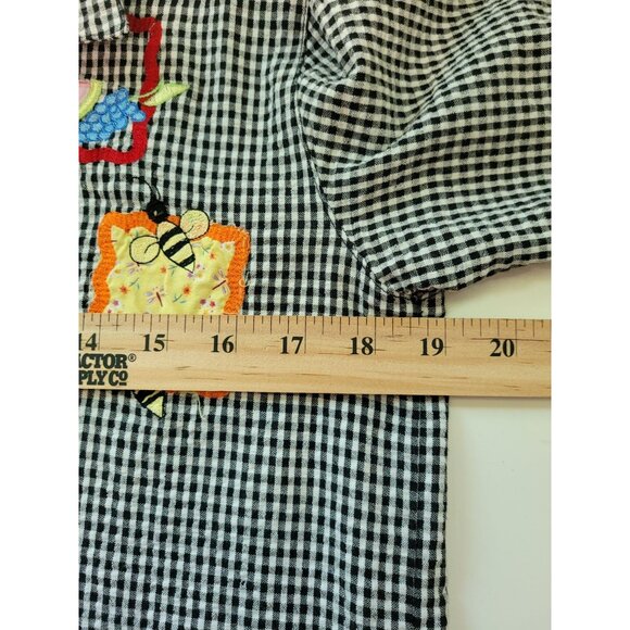 Vtg Bobbie Brooks Womens Black Gingham Short Sleeve Button-Up Shirt M Patchwork - Picture 5 of 12